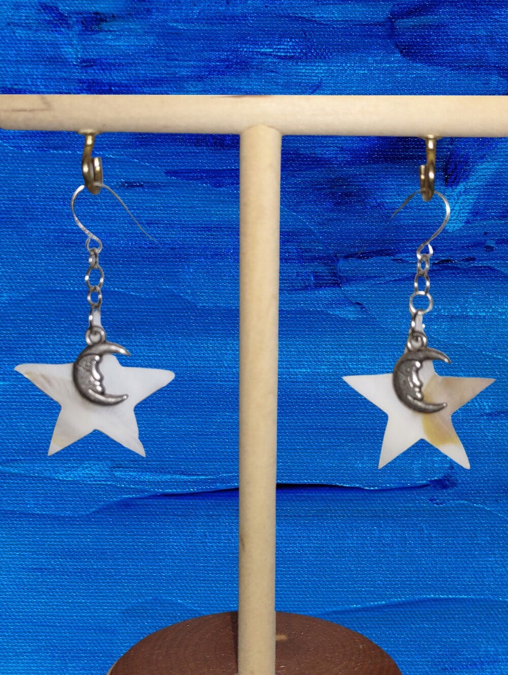 Lot of 2: Man in the Moon+Star MOP Earrings